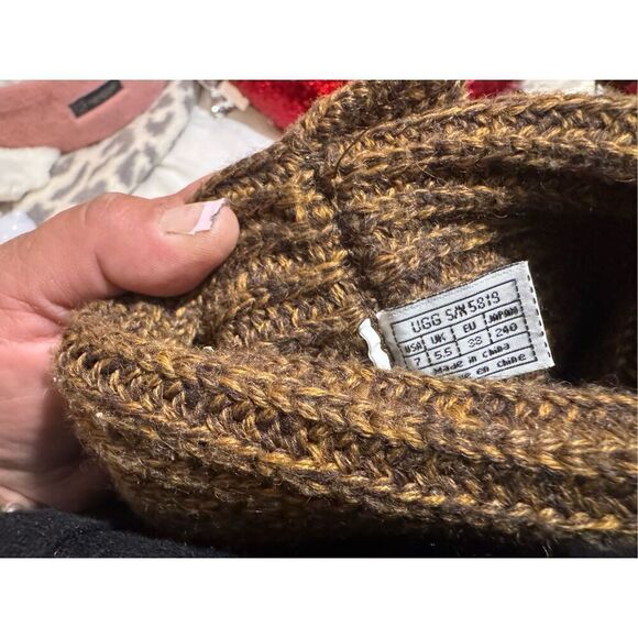 Sz 7 sweater knit tan gold/brown Cardy UGG boots tall or fold over wear - Picture 11 of 13